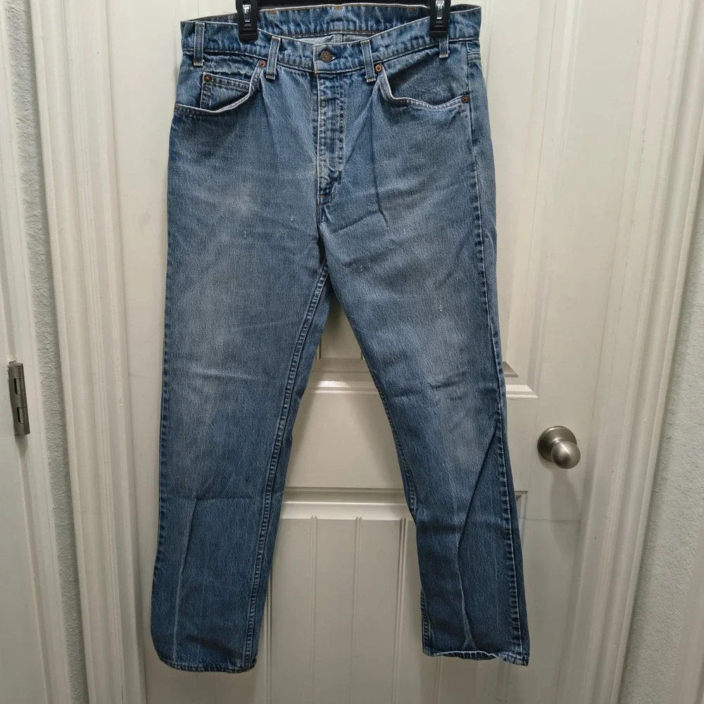Vintage Levis 505 Orange Tab Jeans Mens 36x33 Medium Wash Straight Leg Denim